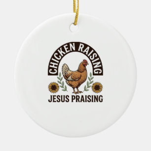 Chicken Raising Jesus Praising Vintage Farm Shirt_ Ceramic Tree Decoration