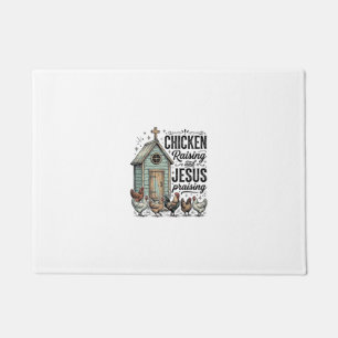 Chicken Raising Jesus Praising Vintage Farm Shirt Doormat