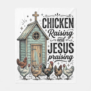 Chicken Raising Jesus Praising Vintage Farm Shirt Fleece Blanket