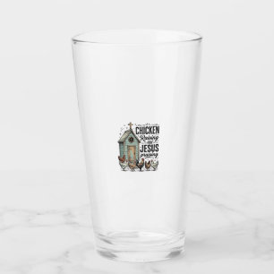 Chicken Raising Jesus Praising Vintage Farm Shirt Glass