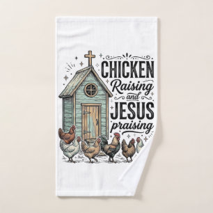 Chicken Raising Jesus Praising Vintage Farm Shirt Hand Towel