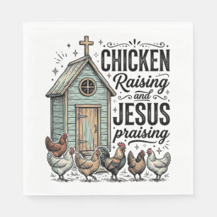 Chicken Raising Jesus Praising Vintage Farm Shirt Napkin