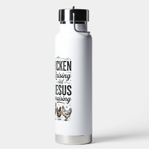 Chicken Raising Jesus Praising Vintage Farm Shirt Water Bottle