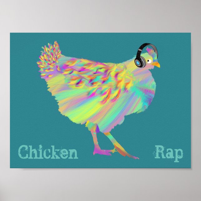 Chicken Rap Funny Meat Free Vegan Music Animal Art Poster (Front)