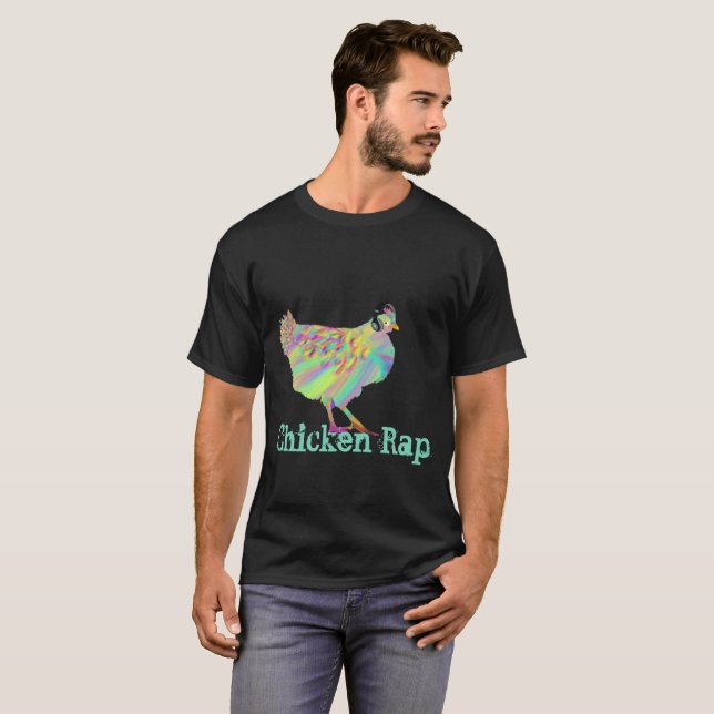 Chicken Rap Funny Meat Free Vegan Music Animal Art T-Shirt (Front Full)