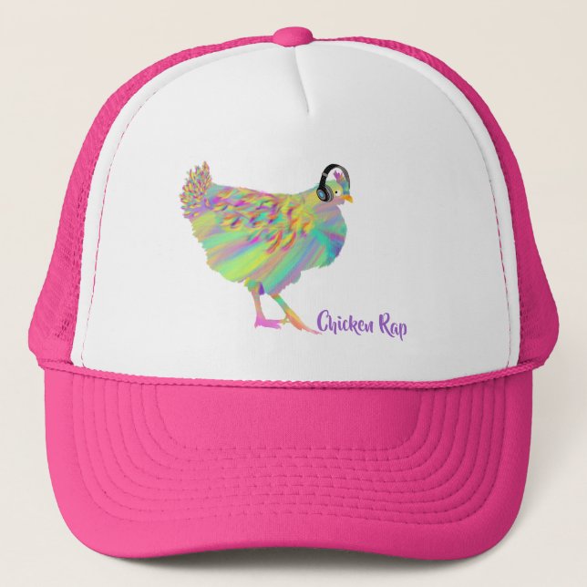 Chicken Rap Funny Meat Free Vegan Music Animal Art Trucker Hat (Front)