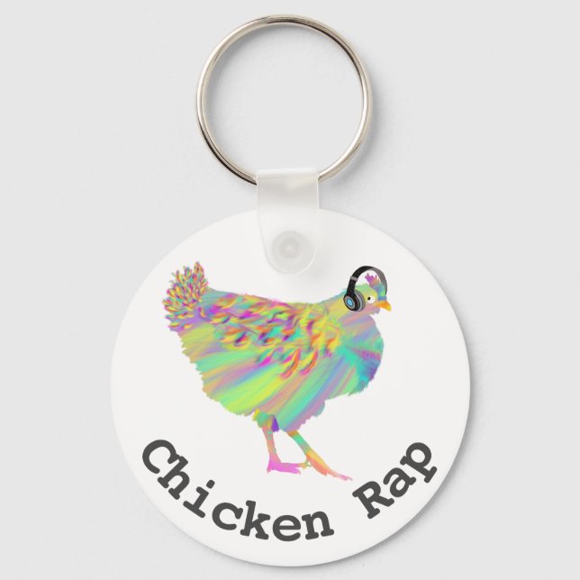 Chicken Rap Funny Meat Free Vegan Music Hen Humour Key Ring (Front)