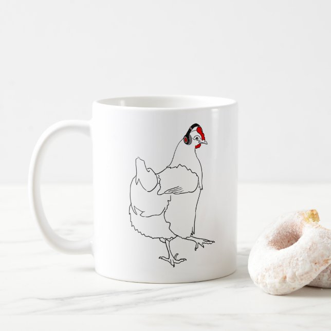 Chicken Rap Meat Free Funny Animal Art Vegan Humor Coffee Mug (With Donut)