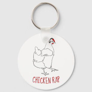 Chicken Rap Meat Free Funny Animal Art Vegan Humor Key Ring