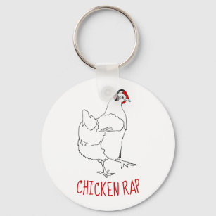 Chicken Rap Meat Free Funny Animal Art Vegan Key Ring