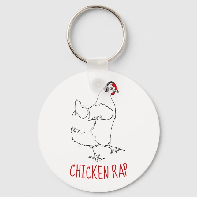 Chicken Rap Meat Free Funny Animal Art Vegan Key Ring (Front)