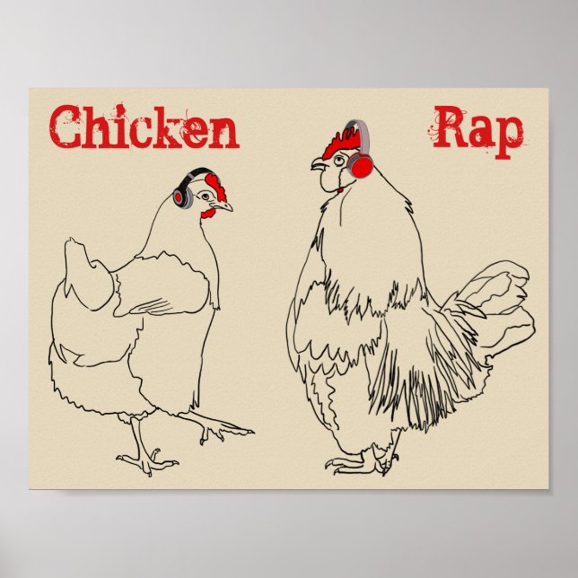 Chicken Rap Meat Free Funny Animal Art Vegan Poster (Front)