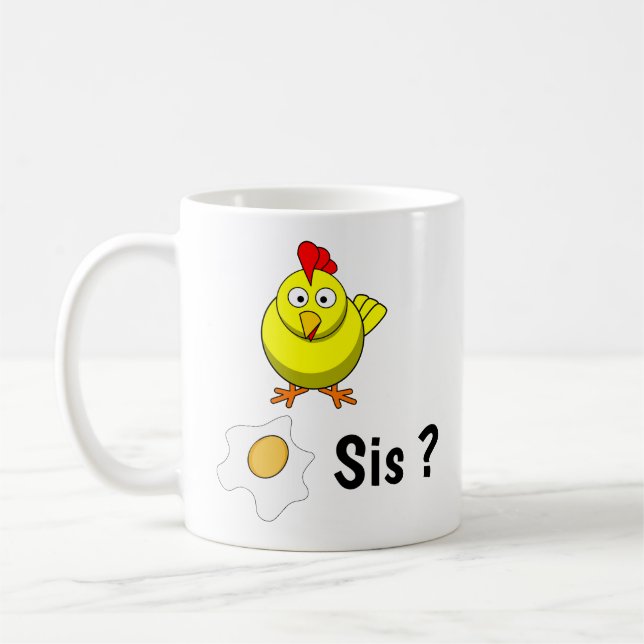 Chicken Recognizes Sister Egg Coffee Mug (Left)