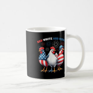 Chicken Red White And Feral Patriotic Rooster 4th  Coffee Mug