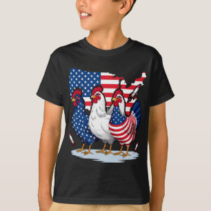 Chicken Red White Blue Patriotic Rooster 4th Of Ju T-Shirt