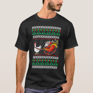 Chicken Reindeer Santa Claus UGLY Christmas Pajam T-Shirt