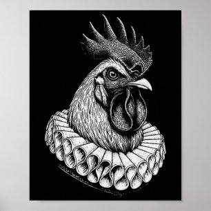 Chicken Renaissance Portrait Vintage Noble Chicken Poster