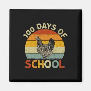 Chicken Retro Boys Girls Teachers 100th Day of Sch Magnet
