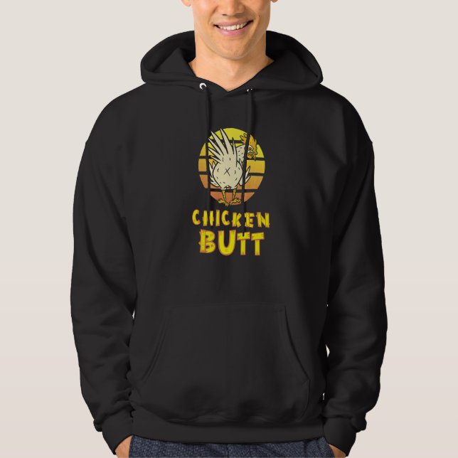 Chicken Retro Sunset Farmer Hoodie (Front)
