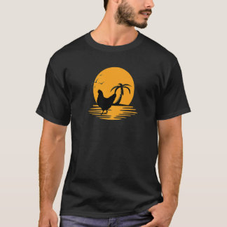Chicken Retro Sunset Funny Farmer T-Shirt