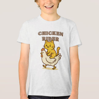 Chicken Rider – Funny Cat Riding Chicken Cartoon  Tri-Blend Shirt