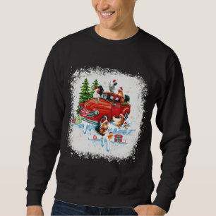 Chicken Riding Red Truck Funny Merry Christmas Chi Sweatshirt