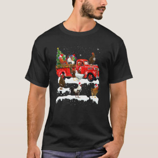 Chicken Riding Red Truck Xmas Merry Christmas T-Shirt