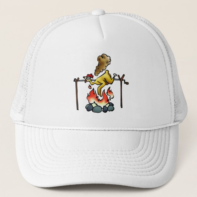 Chicken Roasting on Spit Trucker Hat (Front)