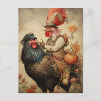 Chicken Rooster Art Postcard