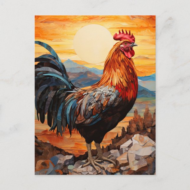 Chicken Rooster Art Postcard (Front)