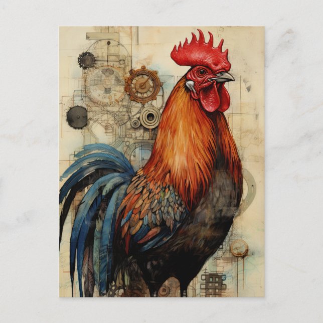Chicken Rooster Art Postcard (Front)