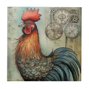 Chicken Rooster Art Tile