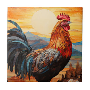 Chicken Rooster Art Tile
