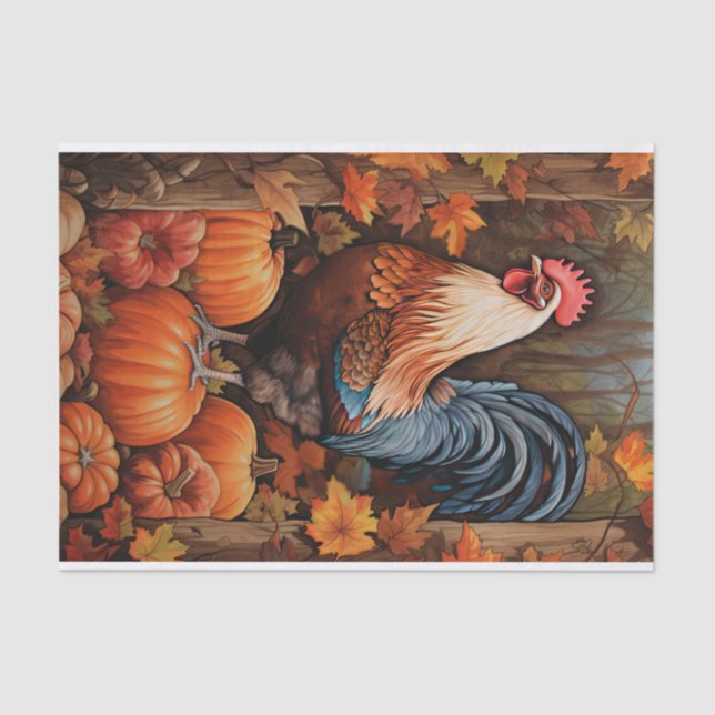 Chicken Rooster Art Vintage Decoupage Ephemera Tissue Paper (Front)