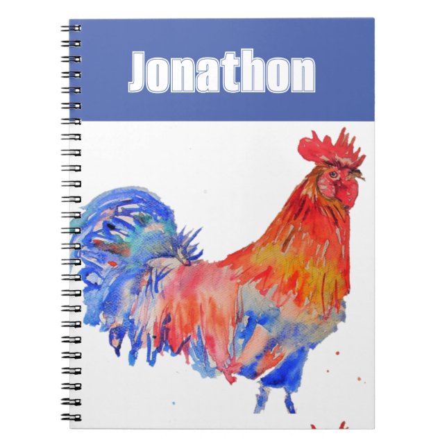 Chicken Rooster Bird Kids Boys Name Notebook (Front)