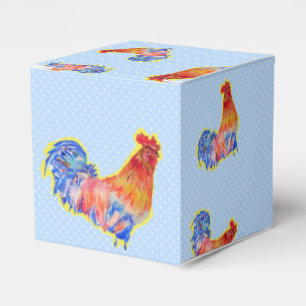 Chicken Rooster Blue Boys Birthday Cake Favour Box