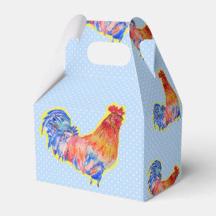 Chicken Rooster Blue Boys Birthday Cake Favour Box