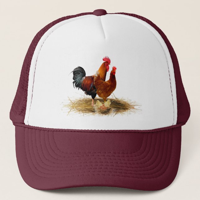 Chicken Rooster Chicks Farm Birds Trucker Hat (Front)