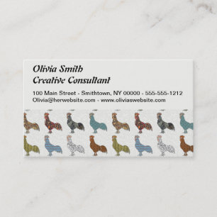 Chicken Rooster Colourful Pattern Farm Business Card