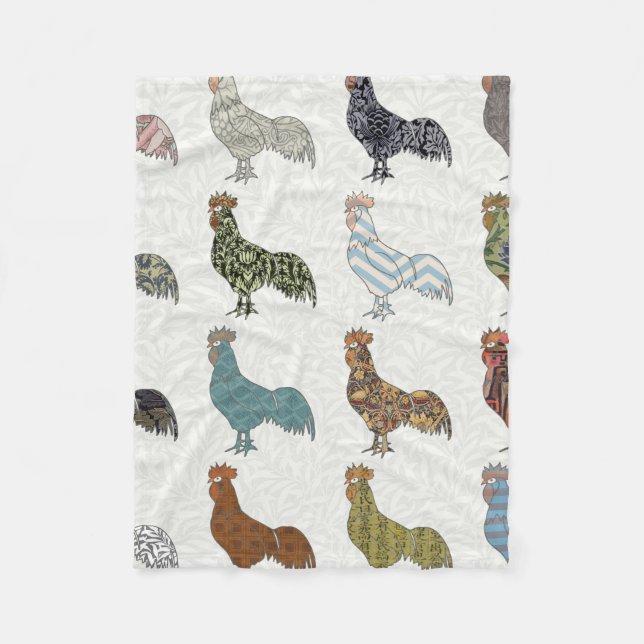 Chicken Rooster Colourful Pattern Farm Fleece Blanket (Front)