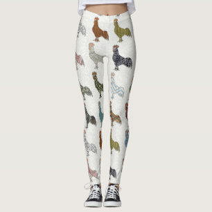 Chicken Rooster Colourful Pattern Farm Leggings