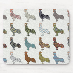Chicken Rooster Colourful Pattern Farm Mouse Mat