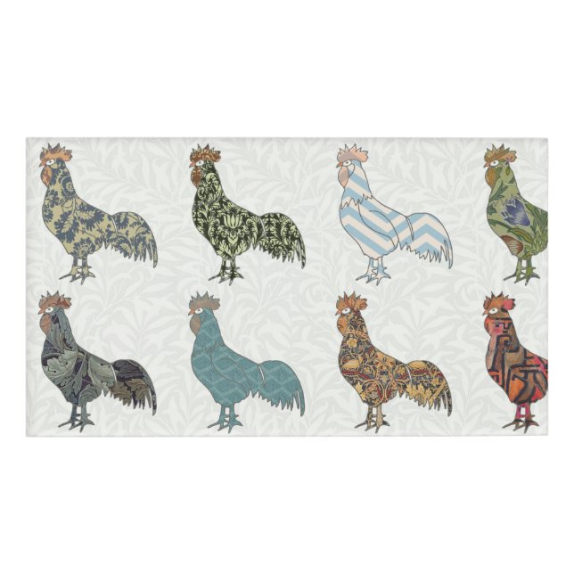 Chicken Rooster Colourful Pattern Farm Name Tag (Front)