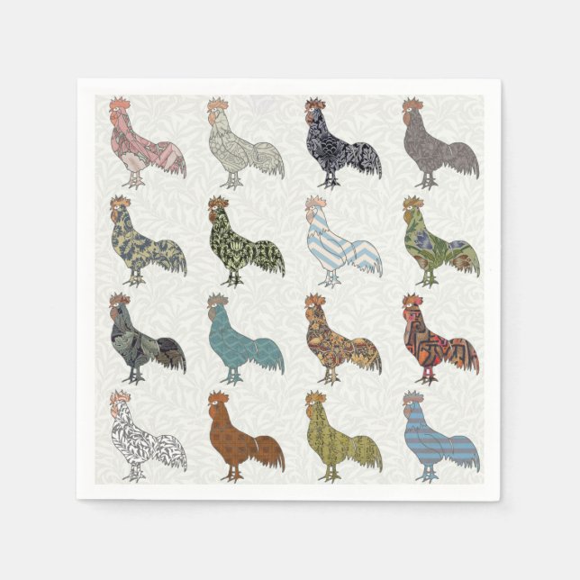 Chicken Rooster Colourful Pattern Farm Napkin (Front)