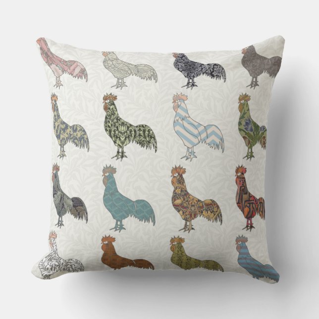 Chicken Rooster Colourful Pattern Farm Outdoor Cushion (Front)