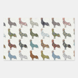 Chicken Rooster Colourful Pattern Farm Rectangular Sticker