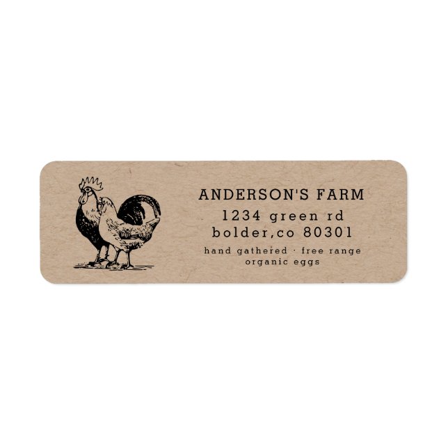 chicken rooster organic egg farm return address (Front)