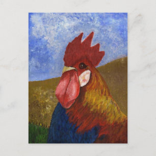 Chicken / Rooster Painting Postcard