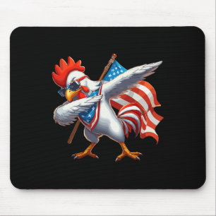 Chicken Rooster Sungles 4th Of July American Flag Mouse Mat