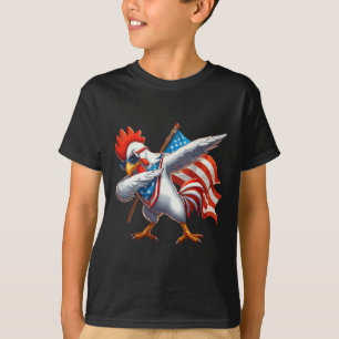Chicken Rooster Sungles 4th Of July American Flag T-Shirt